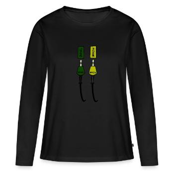 Stations-service, pompes à essence, diesel, essence - T-shirt manches longues Premium bio Femme - noir - Devant - Julia (174cm)