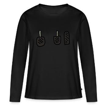 Voiture, pédales, essence, frein, embrayage - T-shirt manches longues Premium bio Femme - noir - Devant - Julia (174cm)
