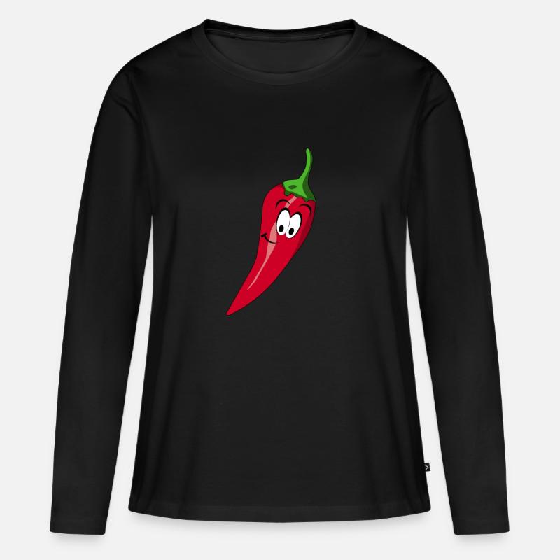 Chilli - Frauen Premium Bio Langarmshirt - Schwarz