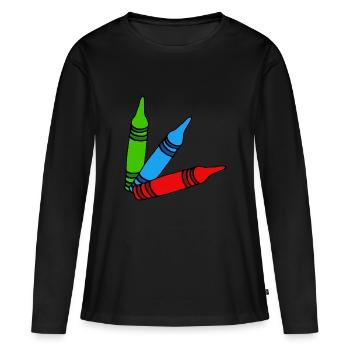 crayons - T-shirt manches longues Premium bio Femme - noir - Devant - Julia (174cm)