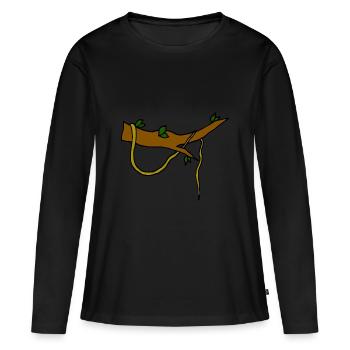 Branche liane jungle - T-shirt manches longues Premium bio Femme - noir - Devant - Julia (174cm)