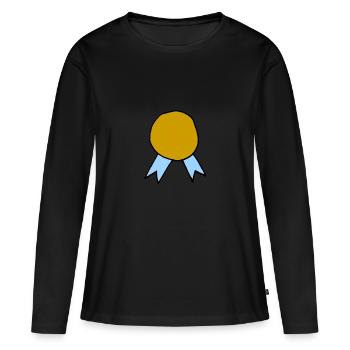 Gagnant du prix de la médaille - T-shirt manches longues Premium bio Femme - noir - Devant - Julia (174cm)