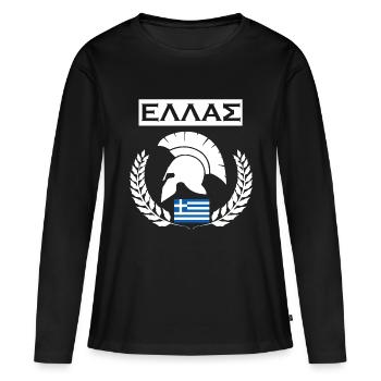 GRÈCE / HELLAS (2) - T-shirt manches longues Premium bio Femme - noir - Devant - Julia (174cm)