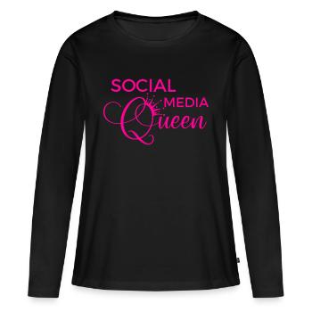 Social Media Queen - T-shirt manches longues Premium bio Femme - noir - Devant - Julia (174cm)