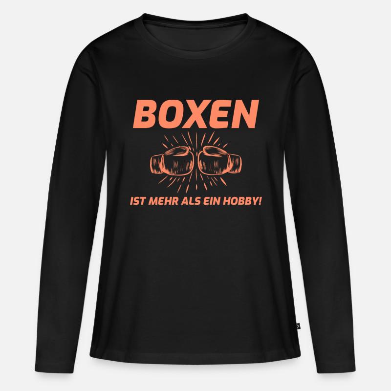 Boxen Spruch - Frauen Premium Bio Langarmshirt - Schwarz