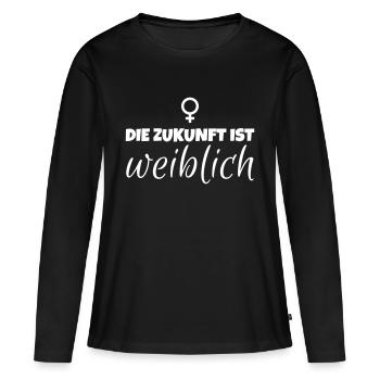 die Zukunft ist weiblich - Frauen Premium Bio Langarmshirt - Schwarz - Vorne - Julia (174cm)