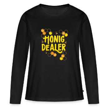 Honig Dealer Imker Bienen Honig Geschenk - Frauen Premium Bio Langarmshirt - Schwarz - Vorne - Julia (174cm)