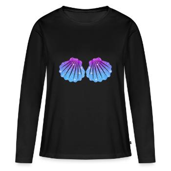Sirène coquillage sirène - T-shirt manches longues Premium bio Femme - noir - Devant - Julia (174cm)