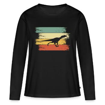 Dino - Frauen Premium Bio Langarmshirt - Schwarz - Vorne - Julia (174cm)