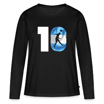 Football player number 10 Argentina - Women's Premium Organic Long Sleeve Shirt - black - Front - Julia (174cm)