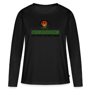 Rhodesia Story Begins Grün - Frauen Premium Bio Langarmshirt - Schwarz - Vorne - Julia (174cm)