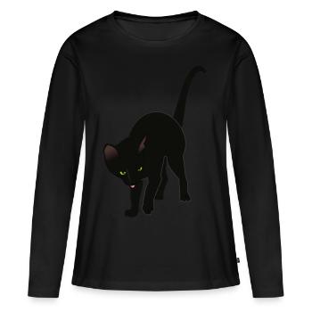 chat noir - T-shirt manches longues Premium bio Femme - noir - Devant - Julia (174cm)