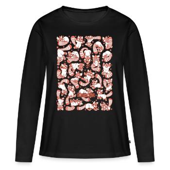 Red Panda Spread All over Pattern - Women's Premium Organic Long Sleeve Shirt - black - Front - Julia (174cm)