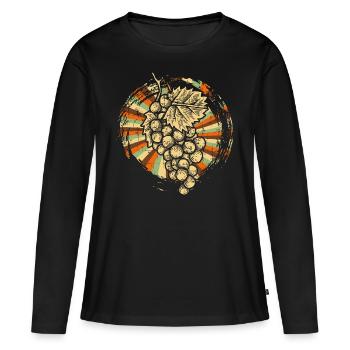 Raisins vignerons - T-shirt manches longues Premium bio Femme - noir - Devant - Julia (174cm)