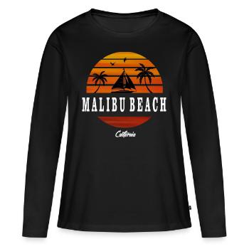 Malibu Beach en Californie - T-shirt manches longues Premium bio Femme - noir - Devant - Julia (174cm)