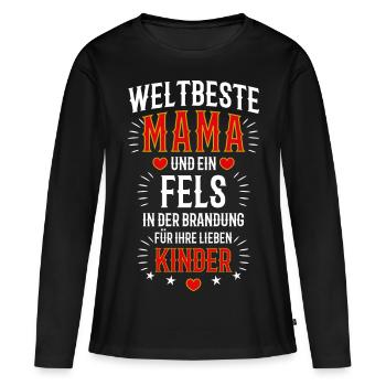 26 Weltbeste Mama Fels in der Brandung Kinder - Frauen Premium Bio Langarmshirt - Schwarz - Vorne - Julia (174cm)