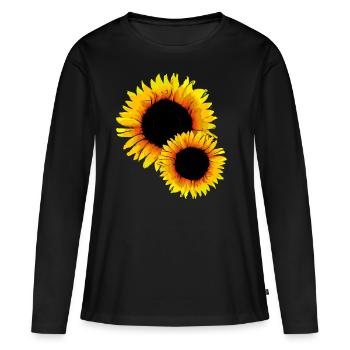 Sonnenblumen - Frauen Premium Bio Langarmshirt - Schwarz - Vorne - Julia (174cm)