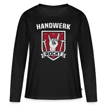 Handwerk rockt Handwerker Geschenk - Frauen Premium Bio Langarmshirt - Schwarz - Vorne - Julia (174cm)