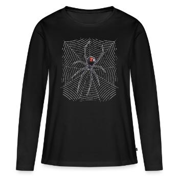 Spinne im Netz - Frauen Premium Bio Langarmshirt - Schwarz - Vorne - Julia (174cm)