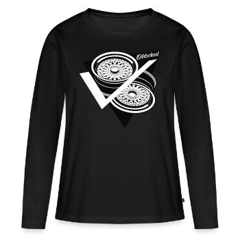 Dreiteilige Felgen | Felge | Wheels | Tiefbett - Frauen Premium Bio Langarmshirt - Schwarz - Vorne - Julia (174cm)