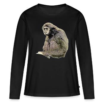 Gibbon - T-shirt manches longues Premium bio Femme - noir - Devant - Julia (174cm)