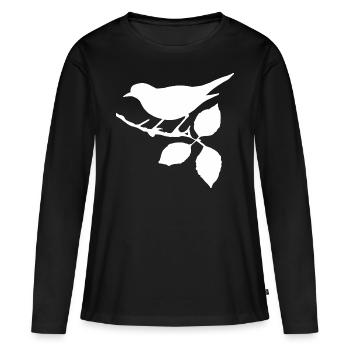 Vogel Drossel Spatz Bussard Rabe Falke Amsel - Frauen Premium Bio Langarmshirt - Schwarz - Vorne - Julia (174cm)