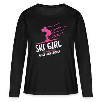 Ski Girl Mädchen Kinder - Frauen Premium Bio Langarmshirt - Schwarz - Vorne - Julia (174cm)