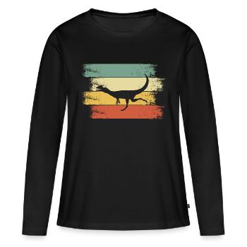 Dino - Frauen Premium Bio Langarmshirt - Schwarz - Vorne - Julia (174cm)