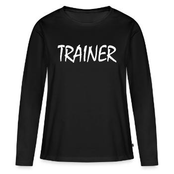 Trainer - Frauen Premium Bio Langarmshirt - Schwarz - Vorne - Julia (174cm)
