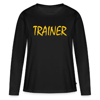 TRAINER - Frauen Premium Bio Langarmshirt - Schwarz - Vorne - Julia (174cm)