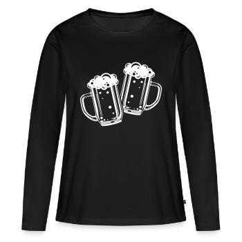 verre à bière tintement symbole chope de bière - T-shirt manches longues Premium bio Femme - noir - Devant - Julia (174cm)