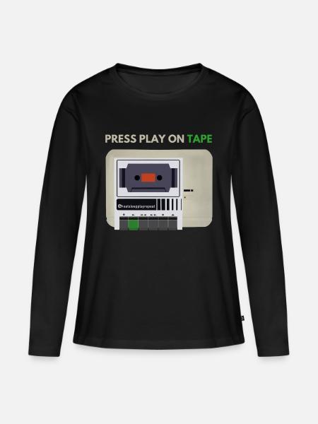 press play on tape - Frauen Premium Bio Langarmshirt - Schwarz