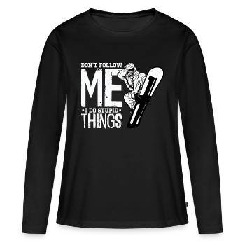 Snowboard Snowboard Vacances Snowboard Snowboarder - T-shirt manches longues Premium bio Femme - noir - Devant - Julia (174cm)