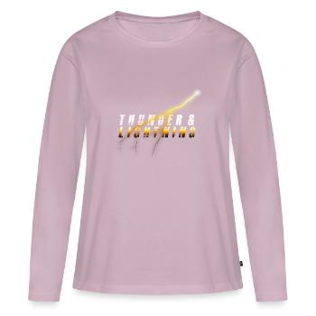 Le tonnerre et la foudre - T-shirt manches longues Premium bio Femme - rose poudré - Devant - Julia (174cm)
