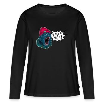 Gorille $@#© - T-shirt manches longues Premium bio Femme - noir - Devant - Julia (174cm)