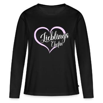 Lieblings Chefin Verabschiedung Herz Rosa Geschenk - Frauen Premium Bio Langarmshirt - Schwarz - Vorne - Julia (174cm)
