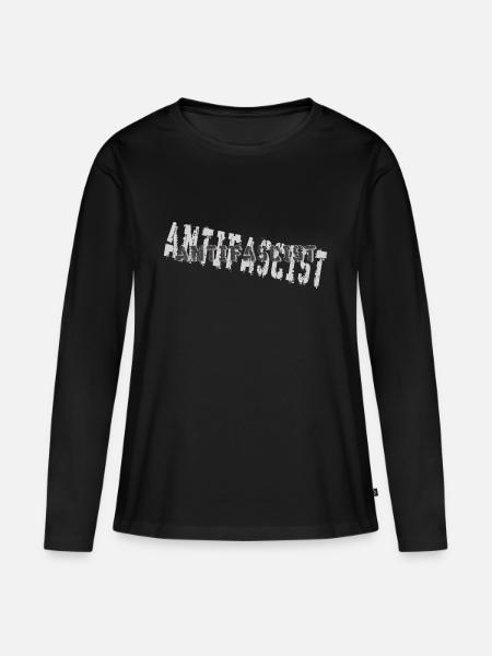 NATURAL BORN ANTIFASCIST - Frauen Premium Bio Langarmshirt - Schwarz