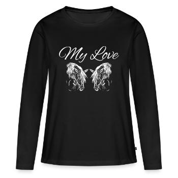 Cheval, Chevaux - T-shirt manches longues Premium bio Femme - noir - Devant - Julia (174cm)