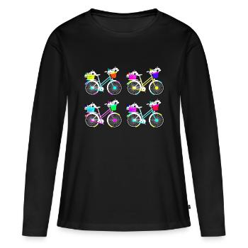 BIKE - FAHRRAD - BICYCLE - BICYCLETTE - VELO LOVE - Frauen Premium Bio Langarmshirt - Schwarz - Vorne - Julia (174cm)