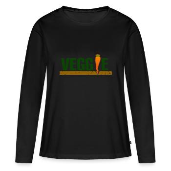 VEGGIE VEGGIE - T-shirt manches longues Premium bio Femme - noir - Devant - Julia (174cm)