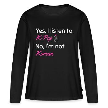 K-pop coréen korean pop musique cadeau de Kpop - T-shirt manches longues Premium bio Femme - noir - Devant - Julia (174cm)