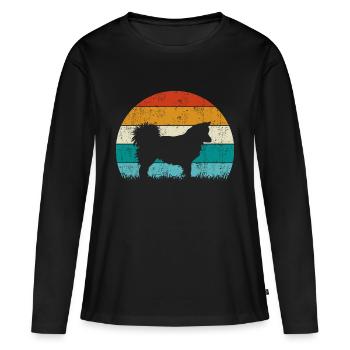 Islandhund Vintage Retro - T-shirt manches longues Premium bio Femme - noir - Devant - Julia (174cm)
