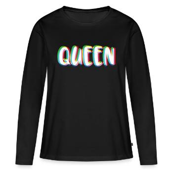 King - Queen partner look - Women's Premium Organic Long Sleeve Shirt - black - Front - Julia (174cm)