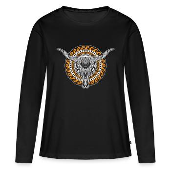 Indigènes Chef Totem - T-shirt manches longues Premium bio Femme - noir - Devant - Julia (174cm)
