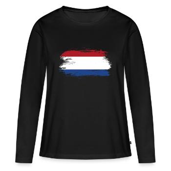 Pays-Bas Pavillon - T-shirt manches longues Premium bio Femme - noir - Devant - Julia (174cm)