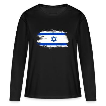 Drapeau d'Israël - T-shirt manches longues Premium bio Femme - noir - Devant - Julia (174cm)