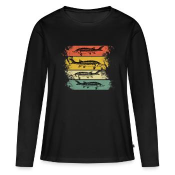 Retro Beluga esturgeon - T-shirt manches longues Premium bio Femme - noir - Devant - Julia (174cm)
