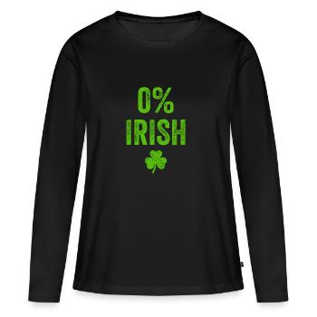 0% Irish Vintage St. Patricks Day T Shirt Geschenk - Frauen Premium Bio Langarmshirt - Schwarz - Vorne - Julia (174cm)