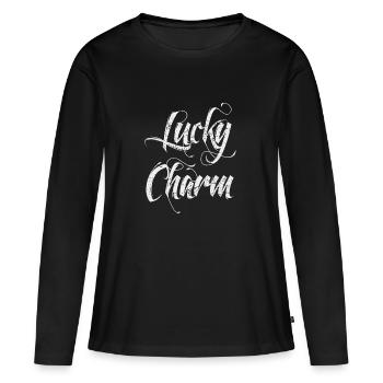 Le cadeau T-shirt de Lucky Charm Saint-Patrick - T-shirt manches longues Premium bio Femme - noir - Devant - Julia (174cm)