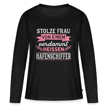 Hafenschiffer - Stolze Frau - Geschenk - Frauen Premium Bio Langarmshirt - Schwarz - Vorne - Julia (174cm)